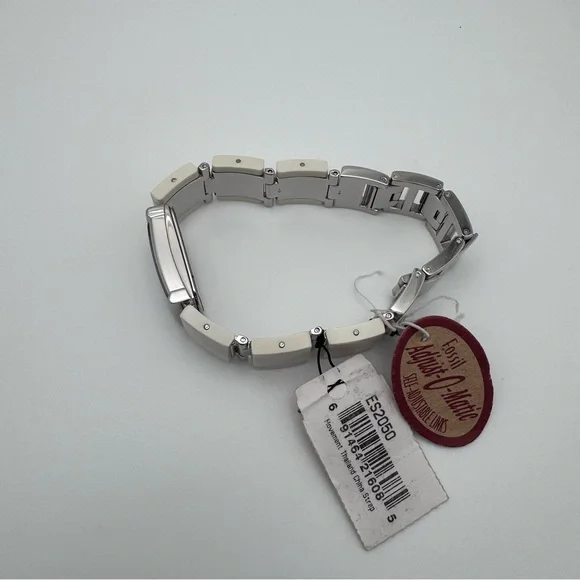Fossil ES2050 MOP Dial White Ceramic Stainless Steel Link Watch
